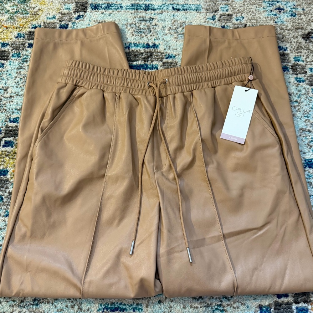Calia high rise straight faux leather pants